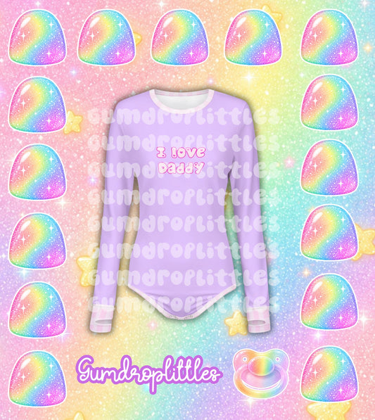 ABDL I Love Daddy Gingham Long Sleeve Onesie
