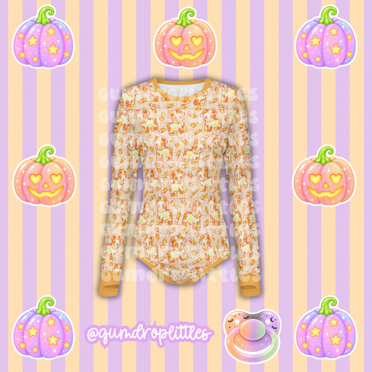 ABDL Candy Corn Cow Long Sleeve Onesie