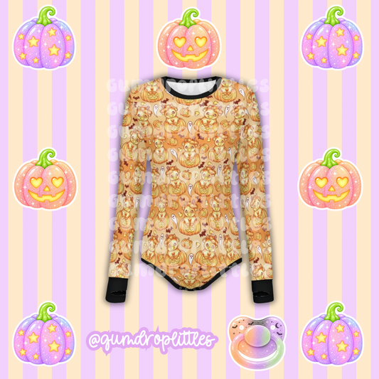 ABDL Cow Pumpkin Long Sleeve Onesie