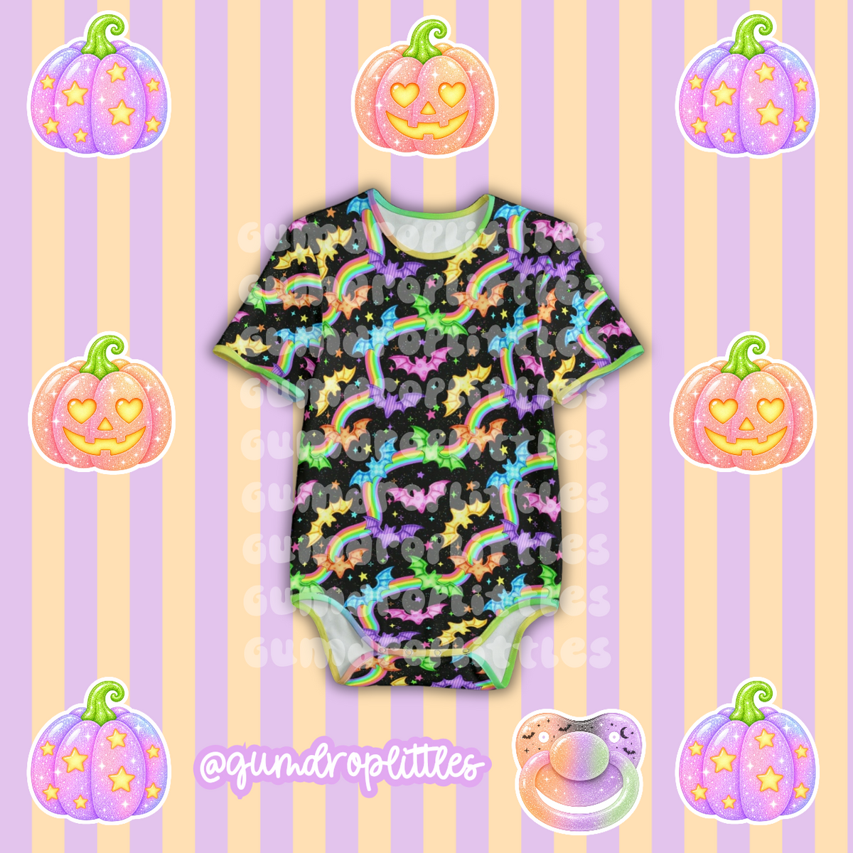 ABDL Halloween rainbow Bats Onesie